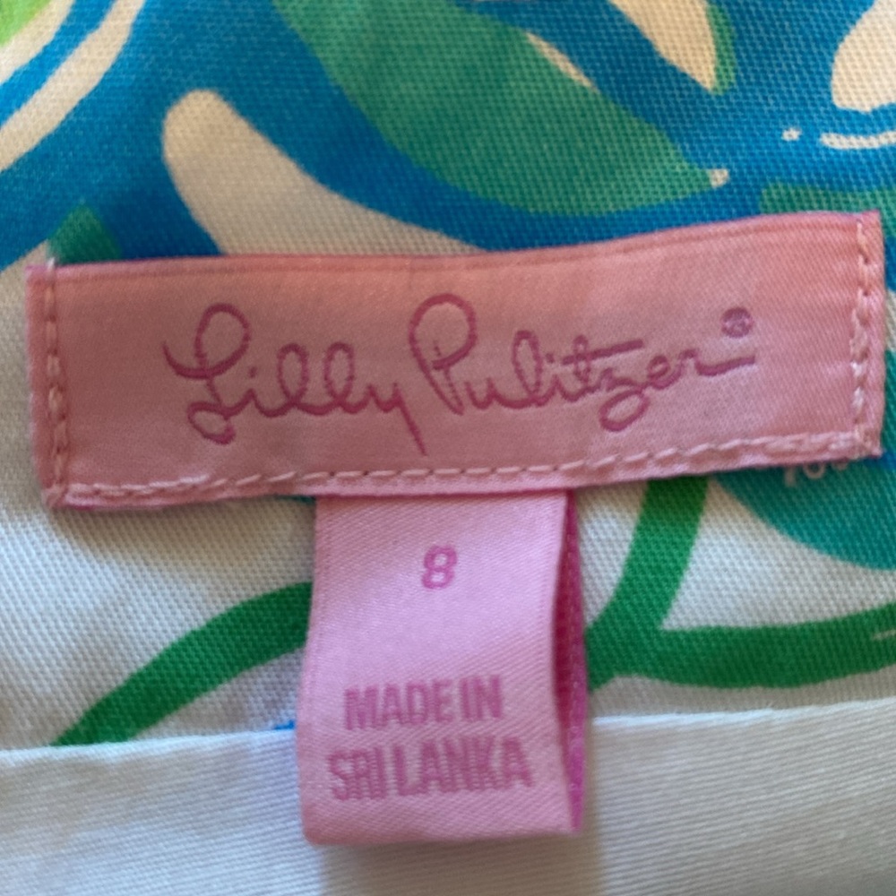 LILLY PULITZER Marigold Blue Green Yellow Print Cotton Mini Skirt Skort‎ - Picture 2 of 9